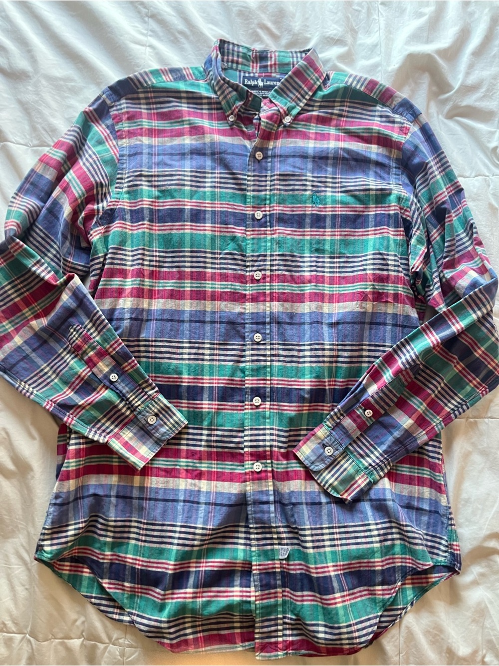 Vintage 80s/90s Ralph Lauren Men’s Button-Down Madras Plaid Shirt – L